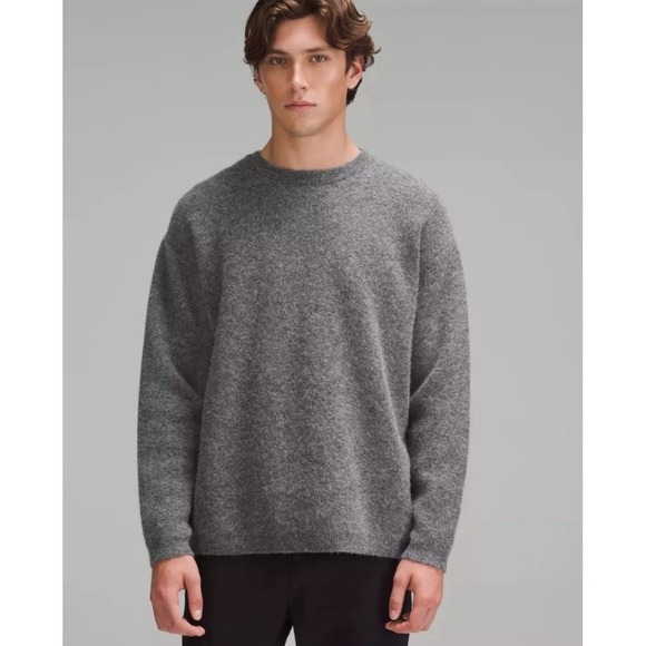 Lululemon Alpaca Wool Blend Crewneck Sweater Mens Medium Heathered Gray M3ENIS - Picture 1 of 9
